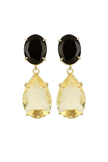 Gold Finish Onyx Earrings