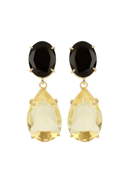 Gold Finish Onyx Earrings