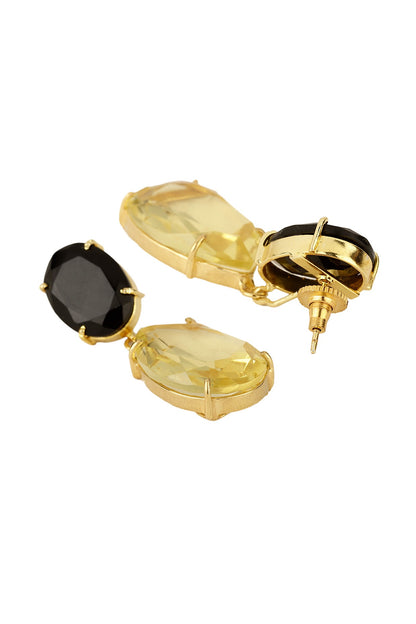 Gold Finish Onyx Earrings