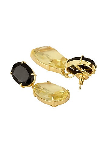 Gold Finish Onyx Earrings