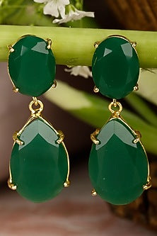 Gold Finish Onyx Earrings