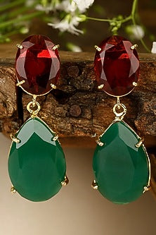 Gold Finish Onyx Earrings