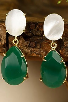 Gold Finish Onyx Earrings