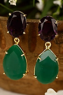 Gold Finish Onyx Earrings