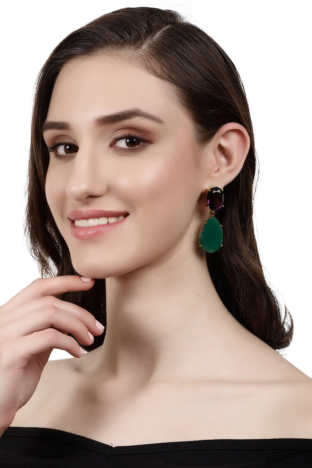 Gold Finish Onyx Earrings
