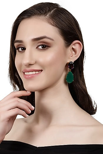Gold Finish Onyx Earrings