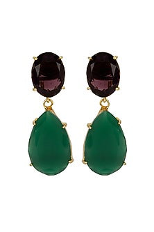 Gold Finish Onyx Earrings