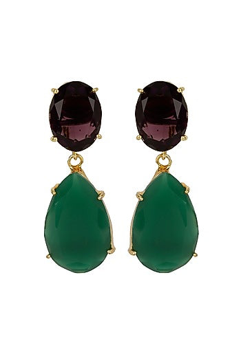 Gold Finish Onyx Earrings
