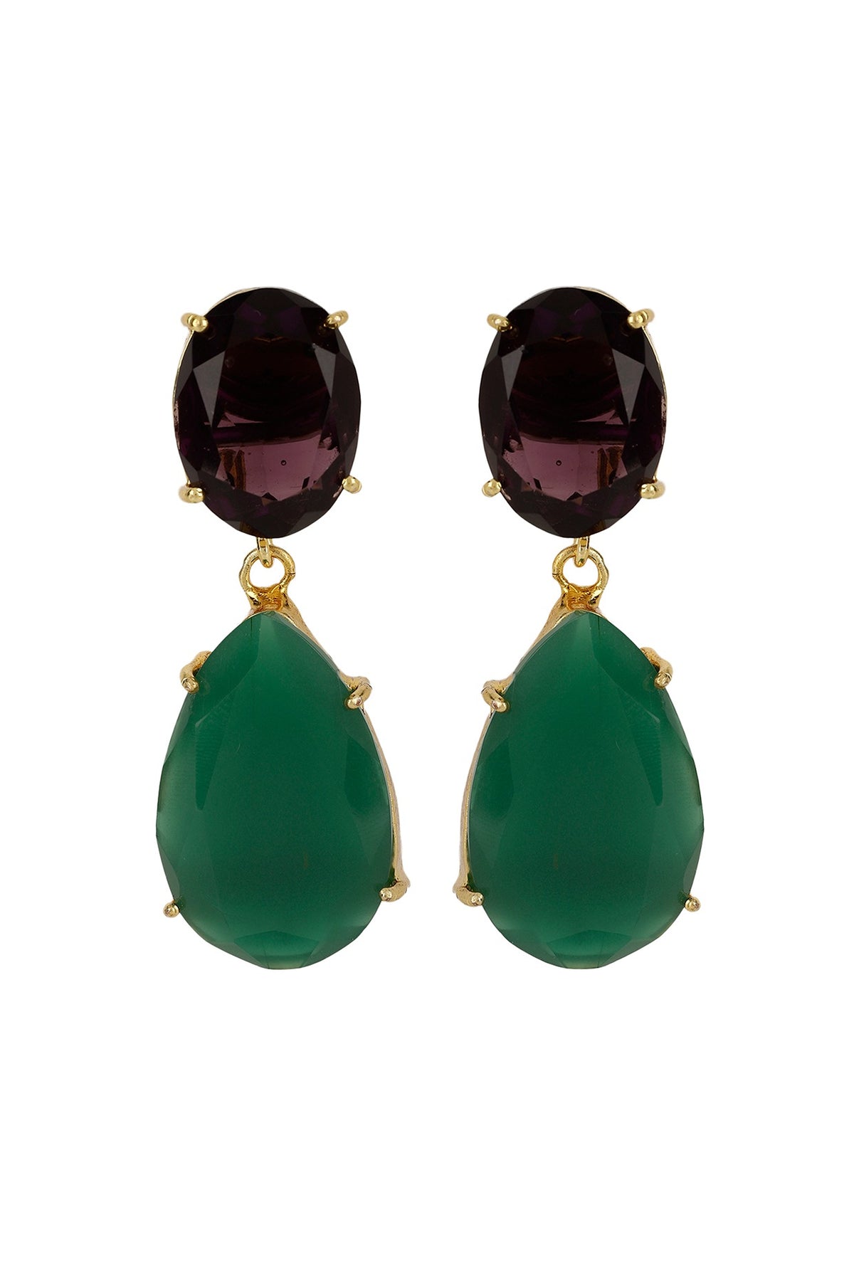 Gold Finish Onyx Earrings