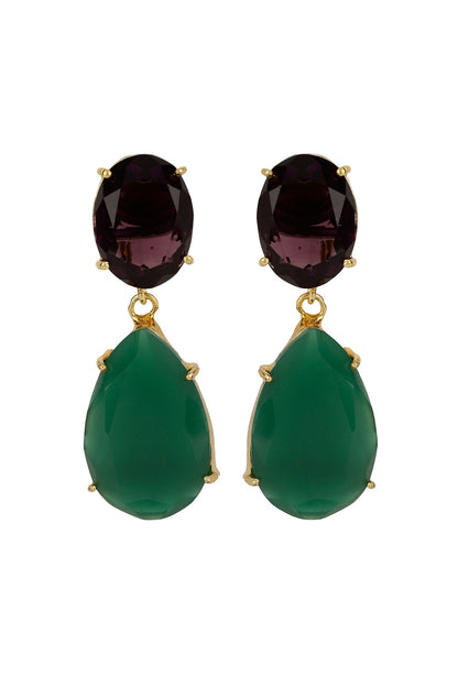 Gold Finish Onyx Earrings