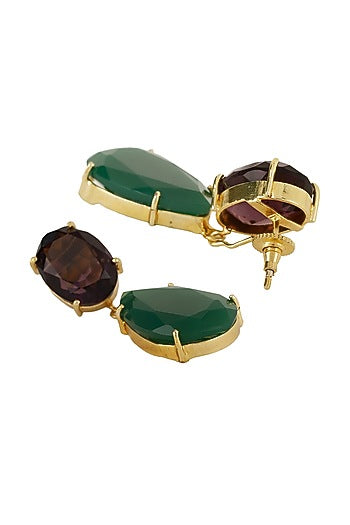 Gold Finish Onyx Earrings