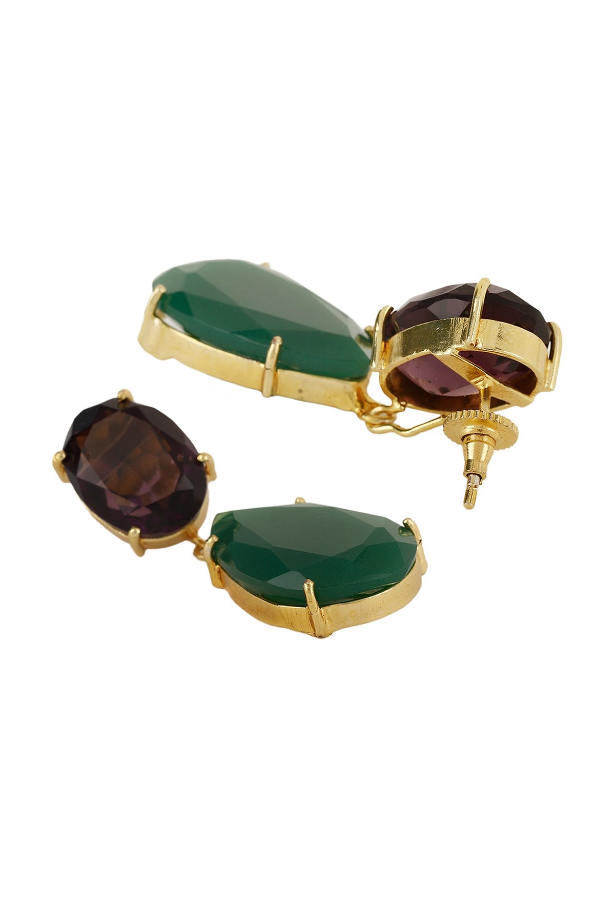 Gold Finish Onyx Earrings