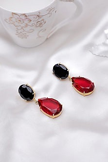 Gold Finish Onyx Earrings