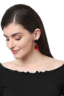 Gold Finish Onyx Earrings