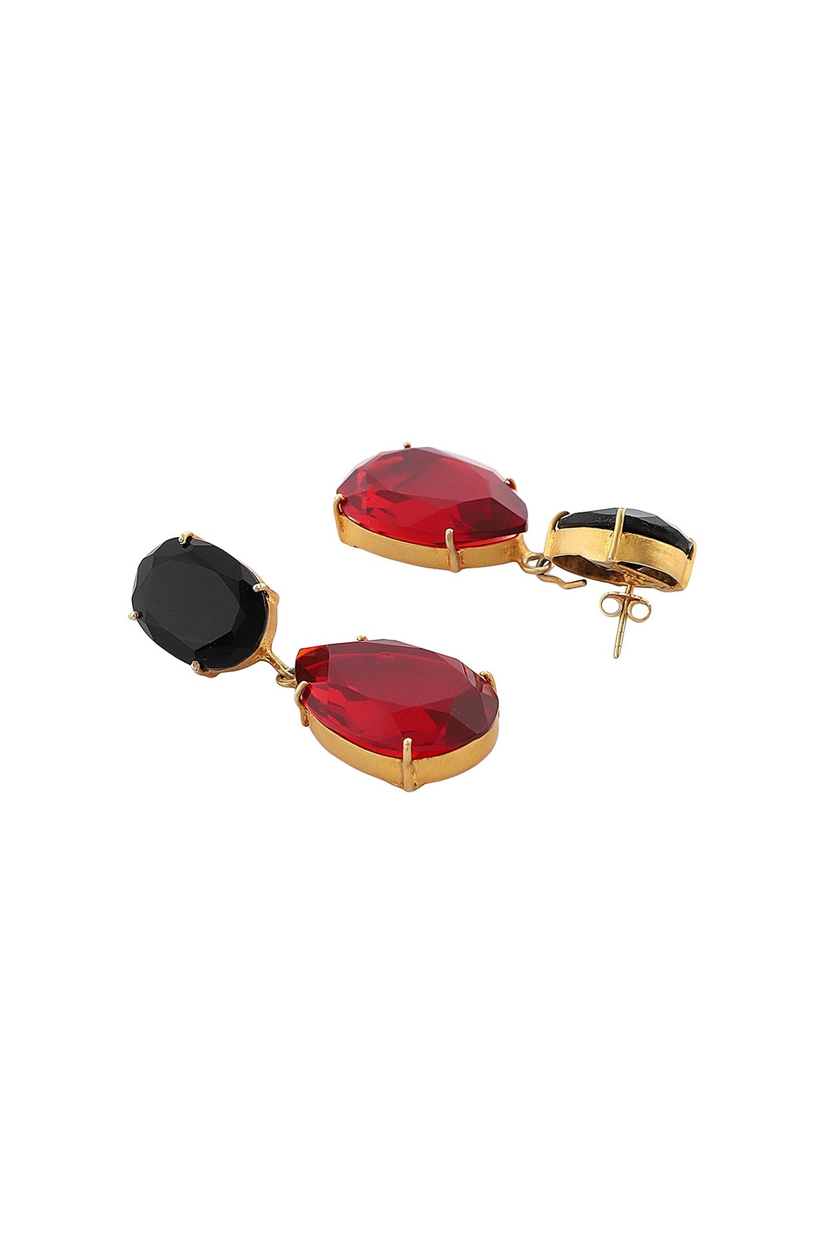 Gold Finish Onyx Earrings