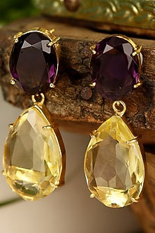 Gold Finish Onyx Earrings