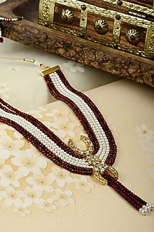 Gold Finish Beaded Necklace Set