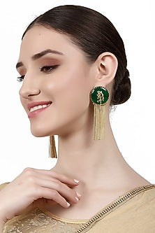 Gold Finish Synthetic Stone Dangler Earrings