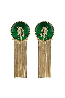 Gold Finish Synthetic Stone Dangler Earrings