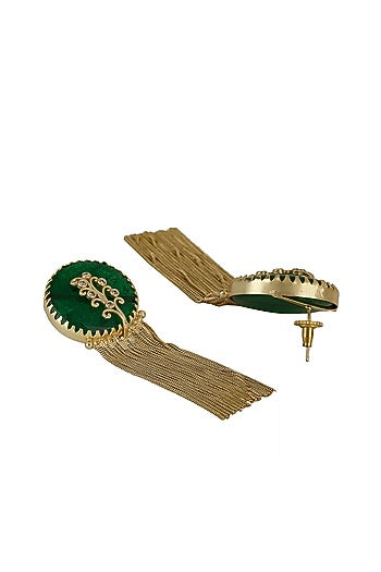 Gold Finish Synthetic Stone Dangler Earrings
