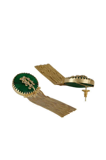 Gold Finish Synthetic Stone Dangler Earrings