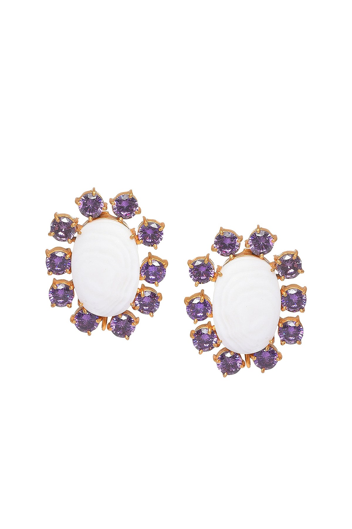 Gold Finish Amethyst Stud Earrings