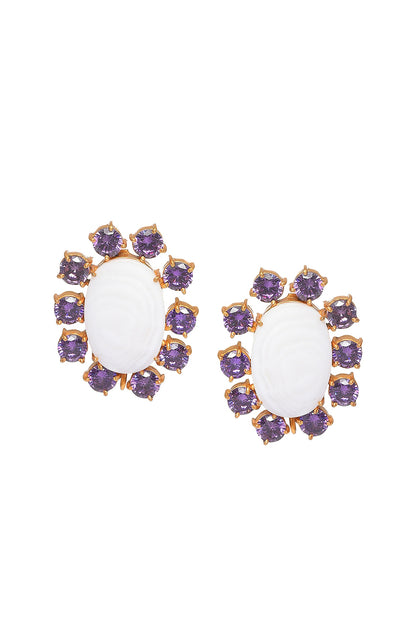 Gold Finish Amethyst Stud Earrings