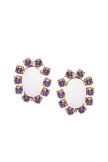 Gold Finish Amethyst Stud Earrings