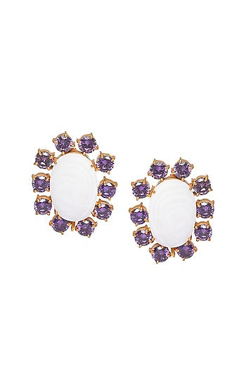 Gold Finish Amethyst Stud Earrings