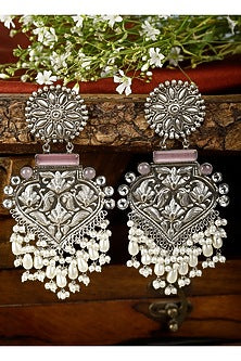 Silver Finish Onyx Dangler Earrings