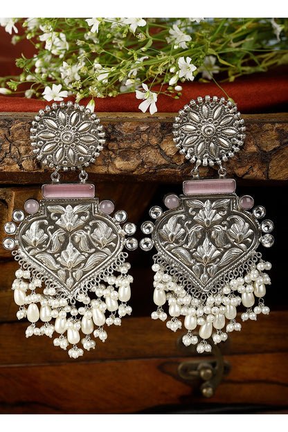 Silver Finish Onyx Dangler Earrings