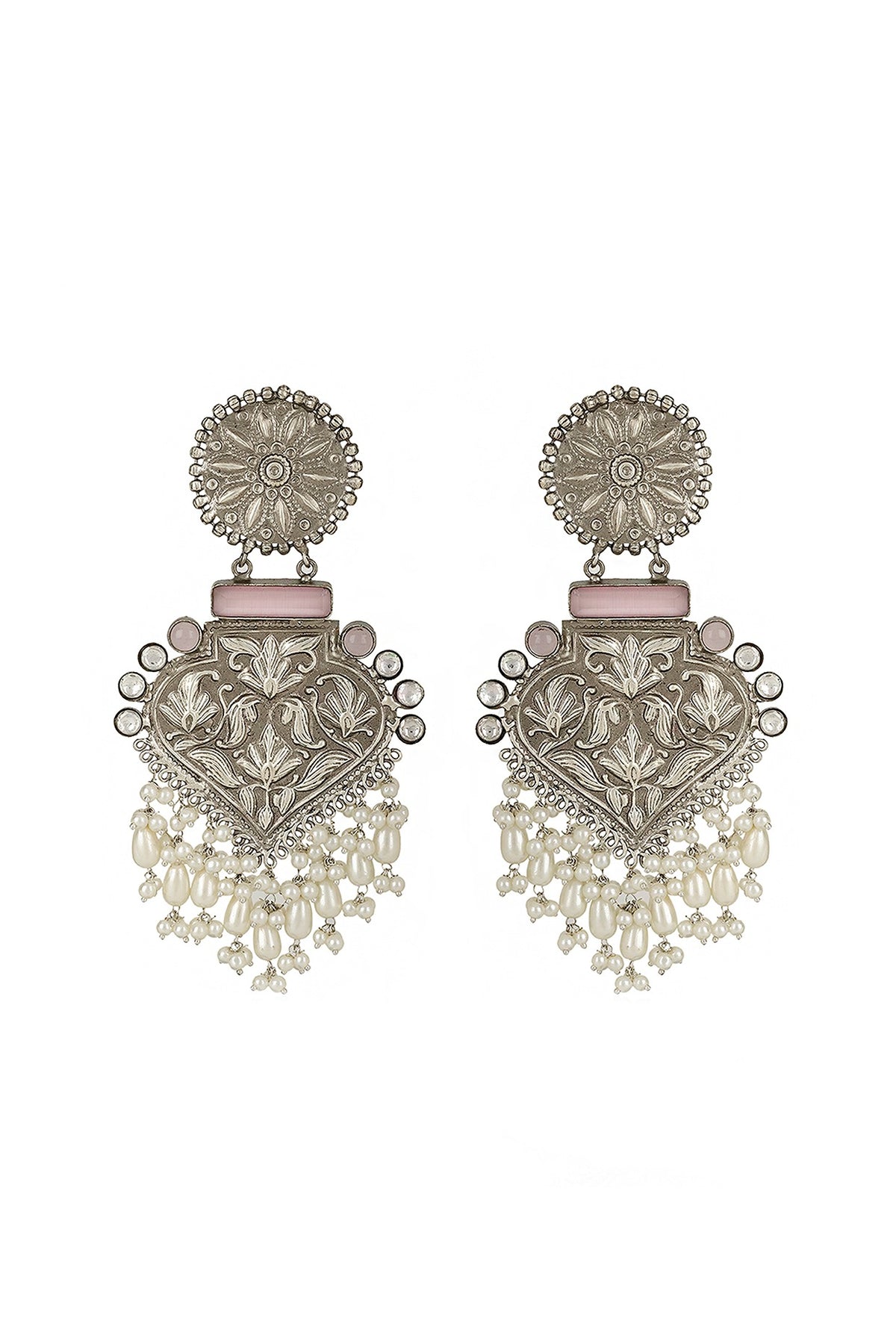 Silver Finish Onyx Dangler Earrings