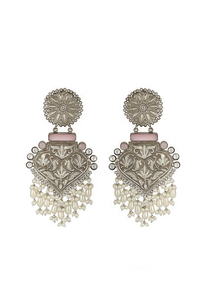 Silver Finish Onyx Dangler Earrings