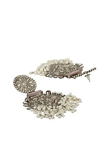 Silver Finish Onyx Dangler Earrings