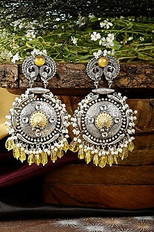 Silver Finish Onyx Dangler Earrings