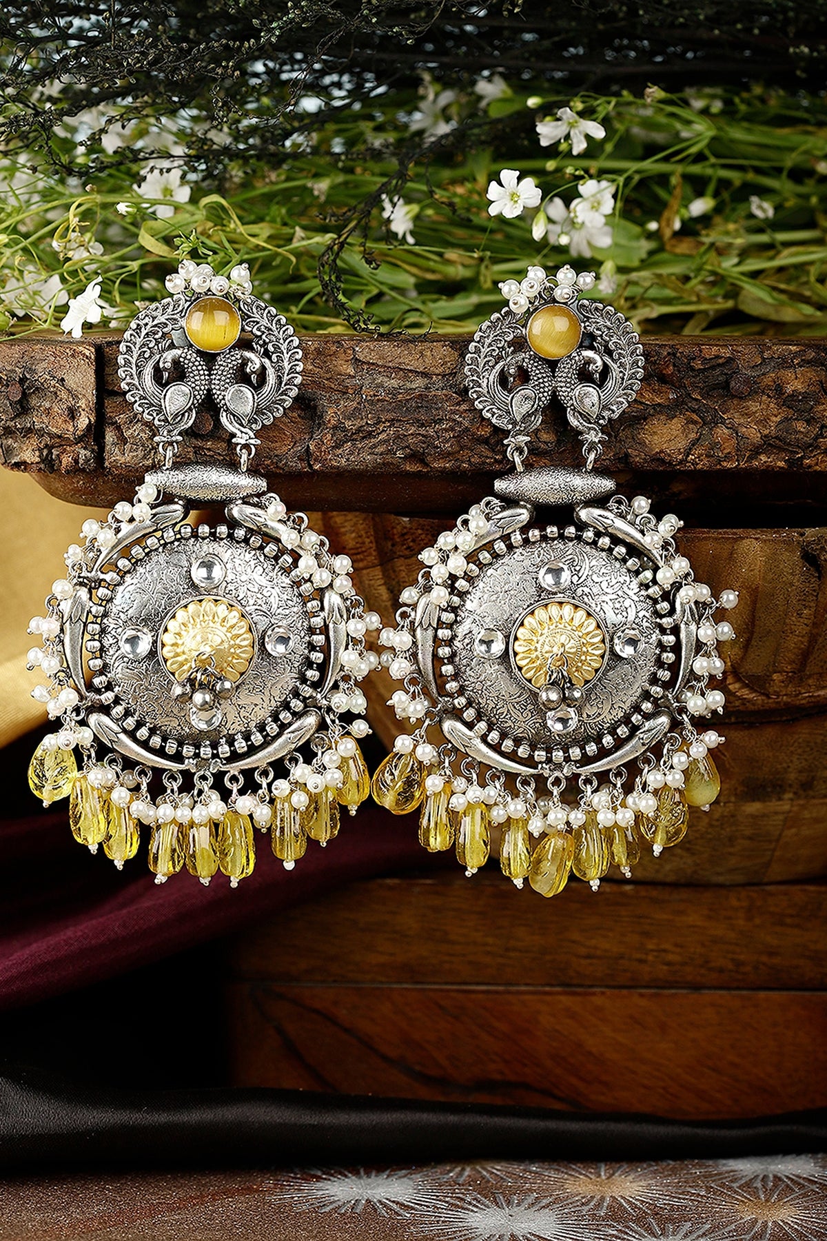 Silver Finish Onyx Dangler Earrings