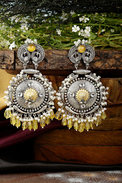 Silver Finish Onyx Dangler Earrings