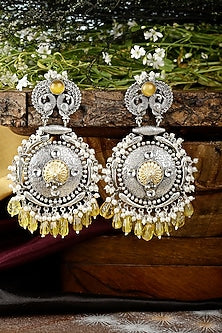 Silver Finish Onyx Dangler Earrings