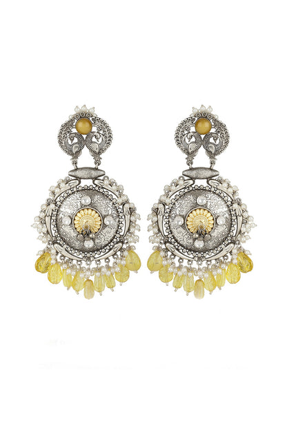 Silver Finish Onyx Dangler Earrings