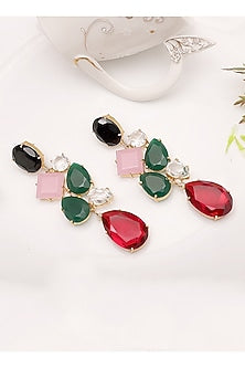 Gold Finish Multi-Colored Onyx Dangler Earrings