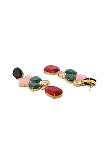 Gold Finish Multi-Colored Onyx Dangler Earrings