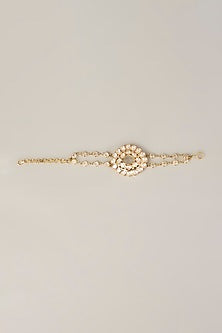 Gold Finish Kundan Polki & Pearl Bracelet
