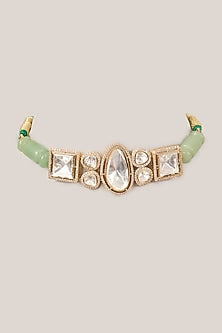 Rose Gold Finish Kundan Polki & Pearl Choker Necklace
