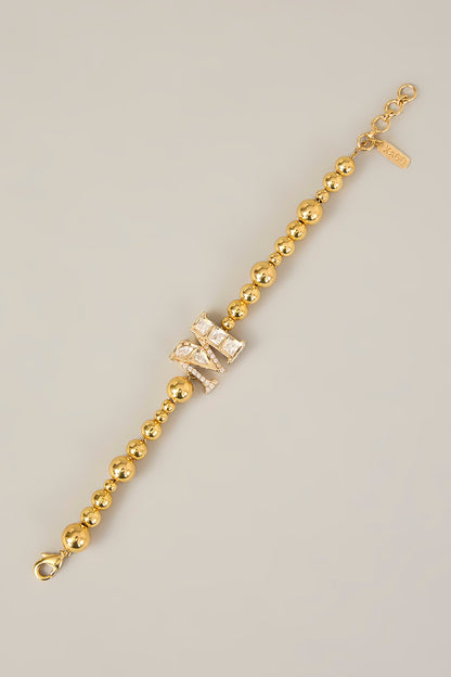 Gold Finish Kundan Polki & Pearl Bracelet
