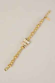 Gold Finish Kundan Polki & Pearl Bracelet
