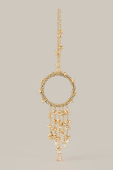 Gold Finish Kundan Polki & Pearl Bracelet