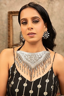 Silver Finish Oxidised Necklace Set