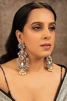 Silver Finish Pearl Jhumka Earrings