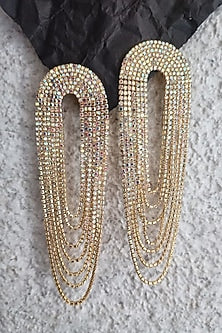 Gold Finish Crystal Dangler Earrings