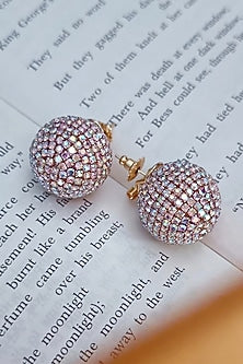 Rose Gold Finish Zirconia Stud Earrings